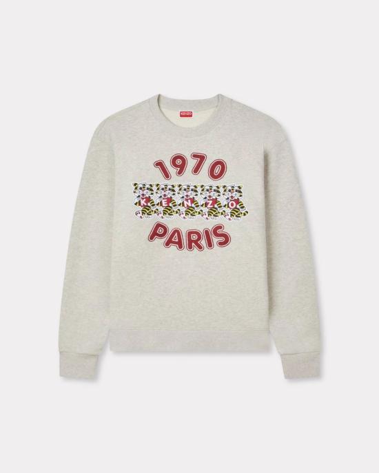 26SS 겐조 Wild Tiger 자수 스웻셔츠 FG55SW2064MJ93 PALE GREY