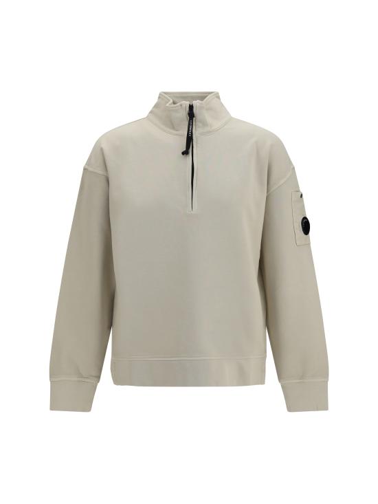 26FW 씨피 컴퍼니 렌즈 와펜 하프 집업 브러쉬드 코튼 스웨트셔츠 21CMSS020A006372M120 SILVER BIRCH