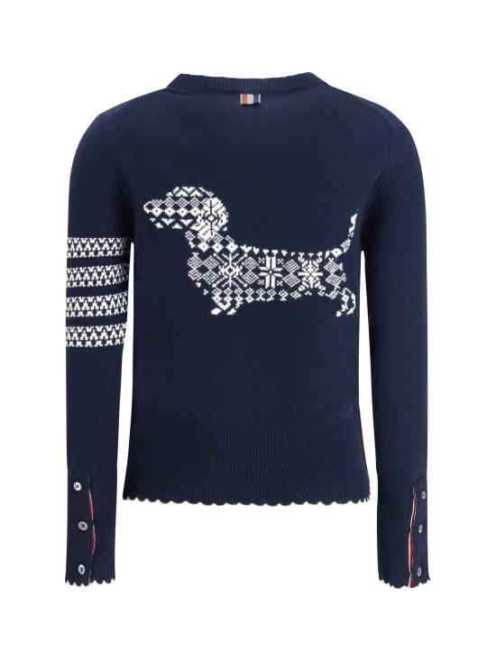 26FW 톰브라운 메리노 울 홀리데이 헥터 풀오버 니트 FKA514AY1029415 NAVY - THOM BROWNE