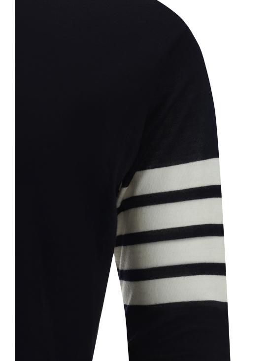 26FW 톰브라운 사선완장 메리노 울 니트 MKA002AY1014415 NAVY - THOM BROWNE