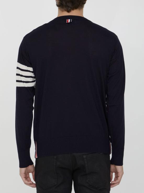 26FW 톰브라운 사선완장 메리노 울 니트 MKA002AY1014415 NAVY - THOM BROWNE
