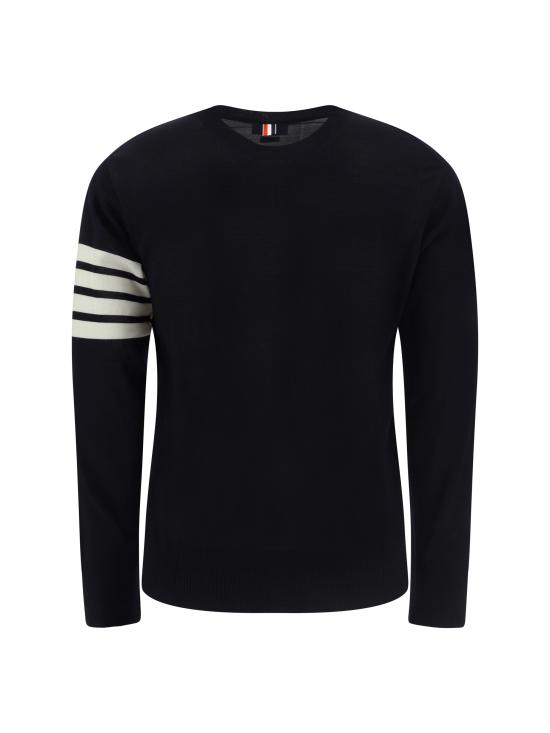 26FW 톰브라운 사선완장 메리노 울 니트 MKA002AY1014415 NAVY - THOM BROWNE