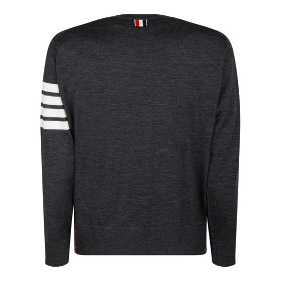 26FW 톰브라운 사선완장 메리노 울 니트 MKA002AY1014022 DARK GREY - THOM BROWNE