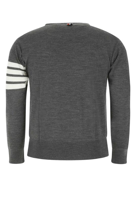 26FW 톰브라운 사선완장 메리노 울 니트 MKA002AY1014038 MED GREY - THOM BROWNE