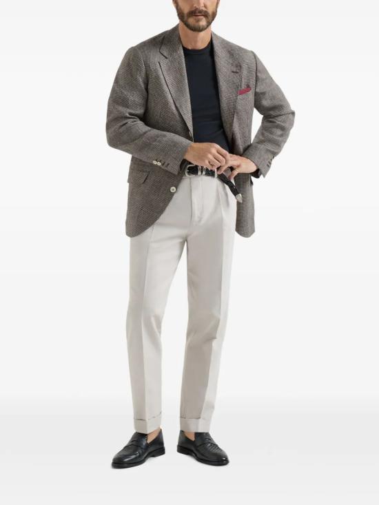 26SS 브루넬로 쿠치넬리 플리츠 레저 코튼 개버딘 팬츠 M252DE1450C6008 JUTA - BRUNELLO CUCINELLI