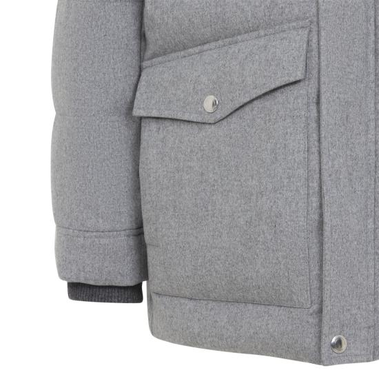 26FW 브루넬로 쿠치넬리 본디드 울 플란넬 탈부착 후드 다운 자켓 MM4701823CF427 GRIGIO CHIARO PIOMBO - BRUNELLO CUCINELLI