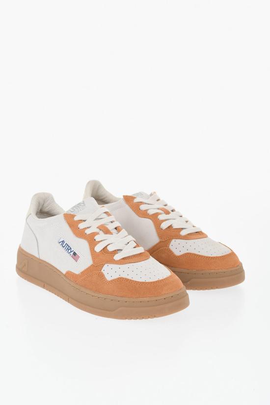  오트리 메달리스트 로우 레더 스니커즈 AULWXS22 Arancio Bianco