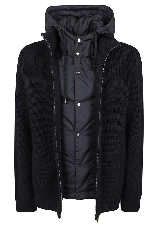 26FW 에르노 5게이지 리브 메리노 울 나일론 샤모니 재킷 MC000195U 70272 9290 BLU SCURO - HERNO