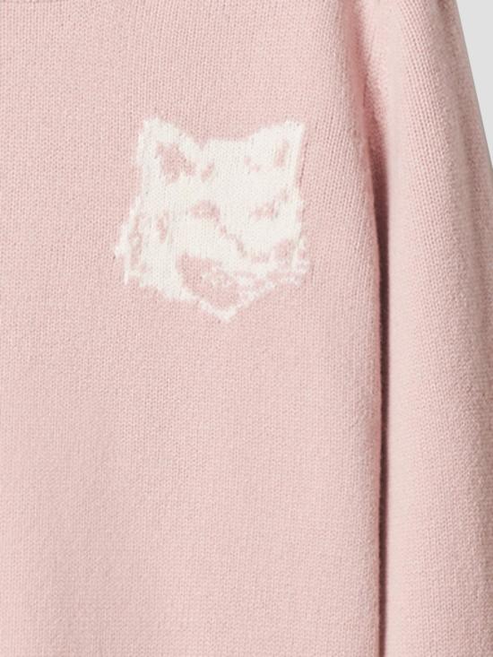26FW 메종키츠네 폭스 헤드 인타르시아 메리노 스웨터 NW00808KM0329 0702 MIST PINK ECRU - MAISON KITSUNE