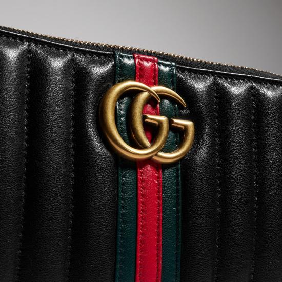 26FW 구찌 젯셋 GG 마몽 나파 스트랩 파우치 A006X2AAG8N 1068 BLACK GREEN CLOACK R - GUCCI