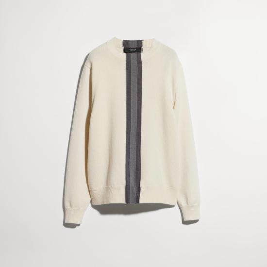 26FW 구찌 스트라이프 디테일 크루넥 울 스웨터 864572XKFG6 9052 SOFT WHITE CHAR GREY - GUCCI