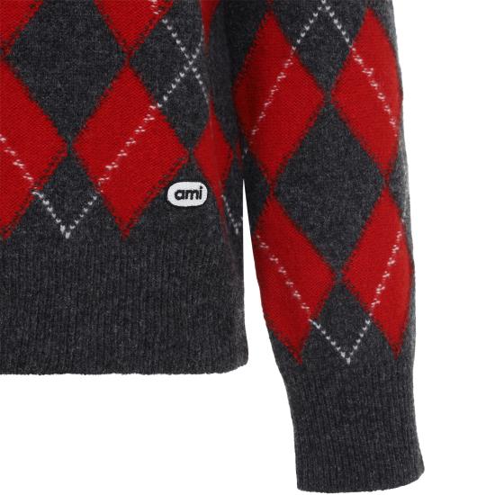 26FW 아미 스웨터 HKS897 KN0202 A353 CARBON GREY RUBY RED - AMI