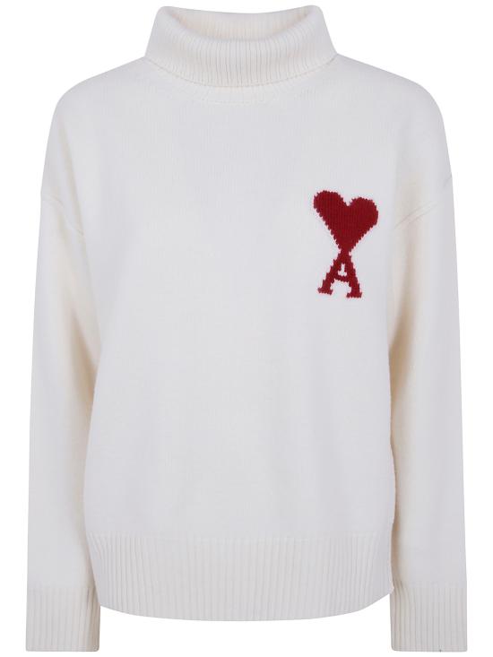 26FW 아미 ADC 터틀넥 스웨터 UKS839 018 154 OFF WHITE RED