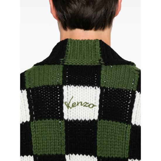 26FW 겐조 가디건 FG65CA8023FB 50 GREEN BLACK - KENZO