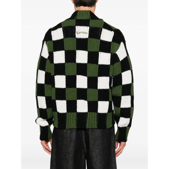 26FW 겐조 가디건 FG65CA8023FB 50 GREEN BLACK - KENZO