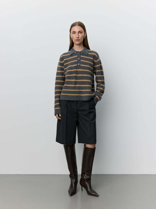  Sofie Schnoor 스웨터 소피 슈노어 스톰 스트라이프 니트 폴로 셔츠 다크 그레이 멜란지 - OTHER BRANDS